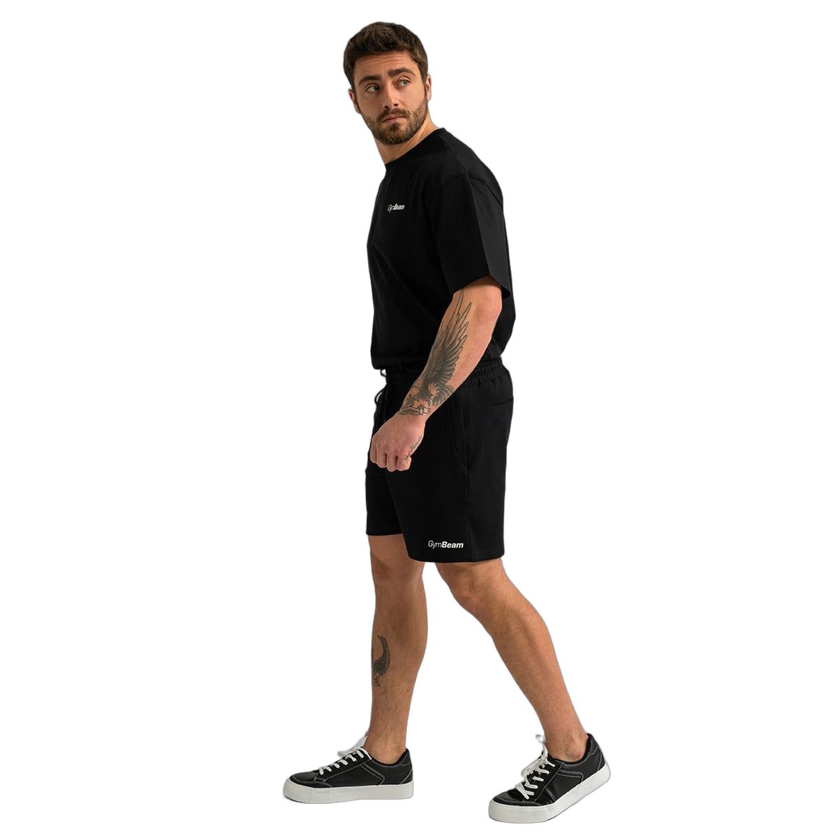 GymBeam Shorts Herren regular Limitless Schwarz mit Kordelzug und Taschen