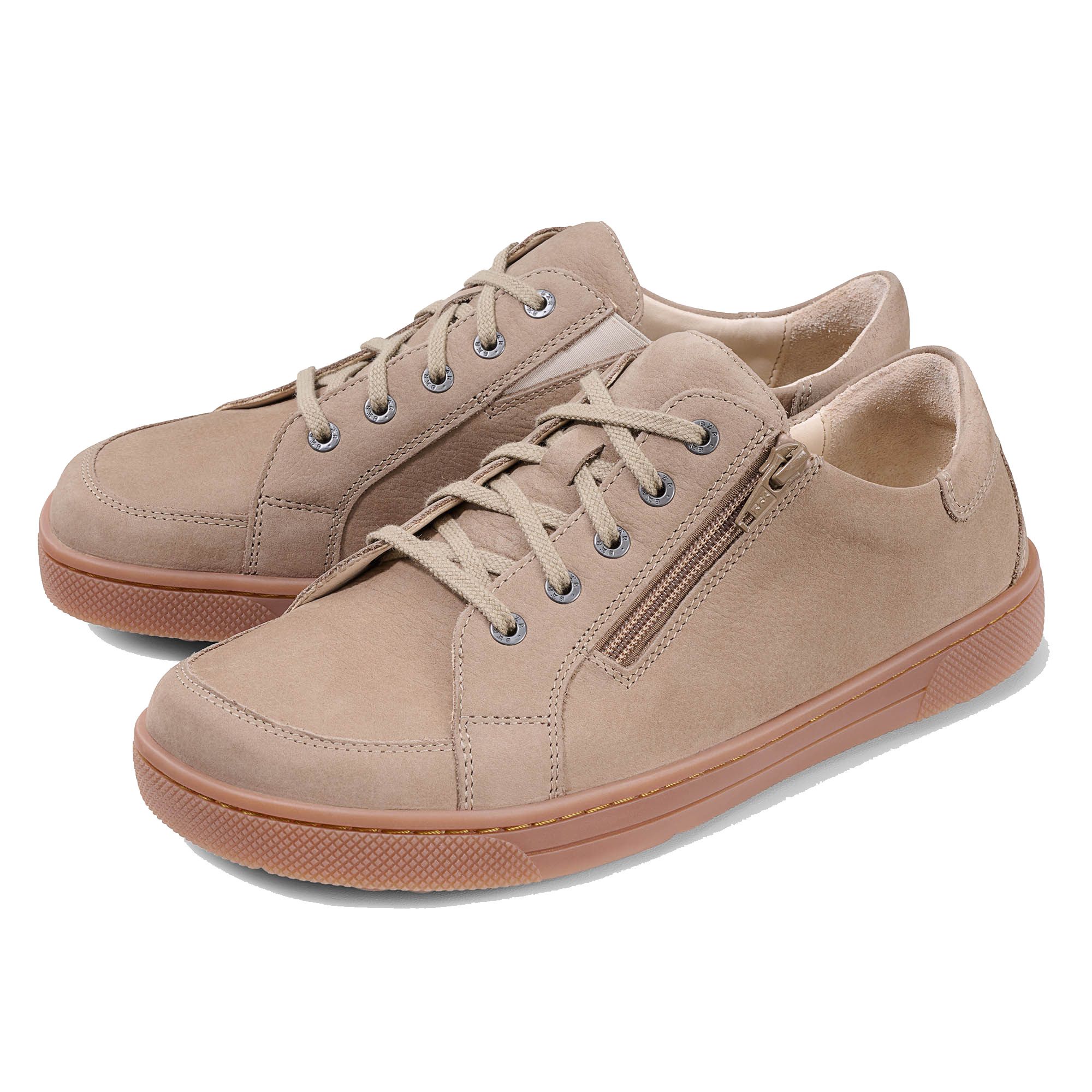 BÄR Schuhe Sven Herren: Paar beige Schnürer mit seitlichem Reißverschluss, von vorne.
