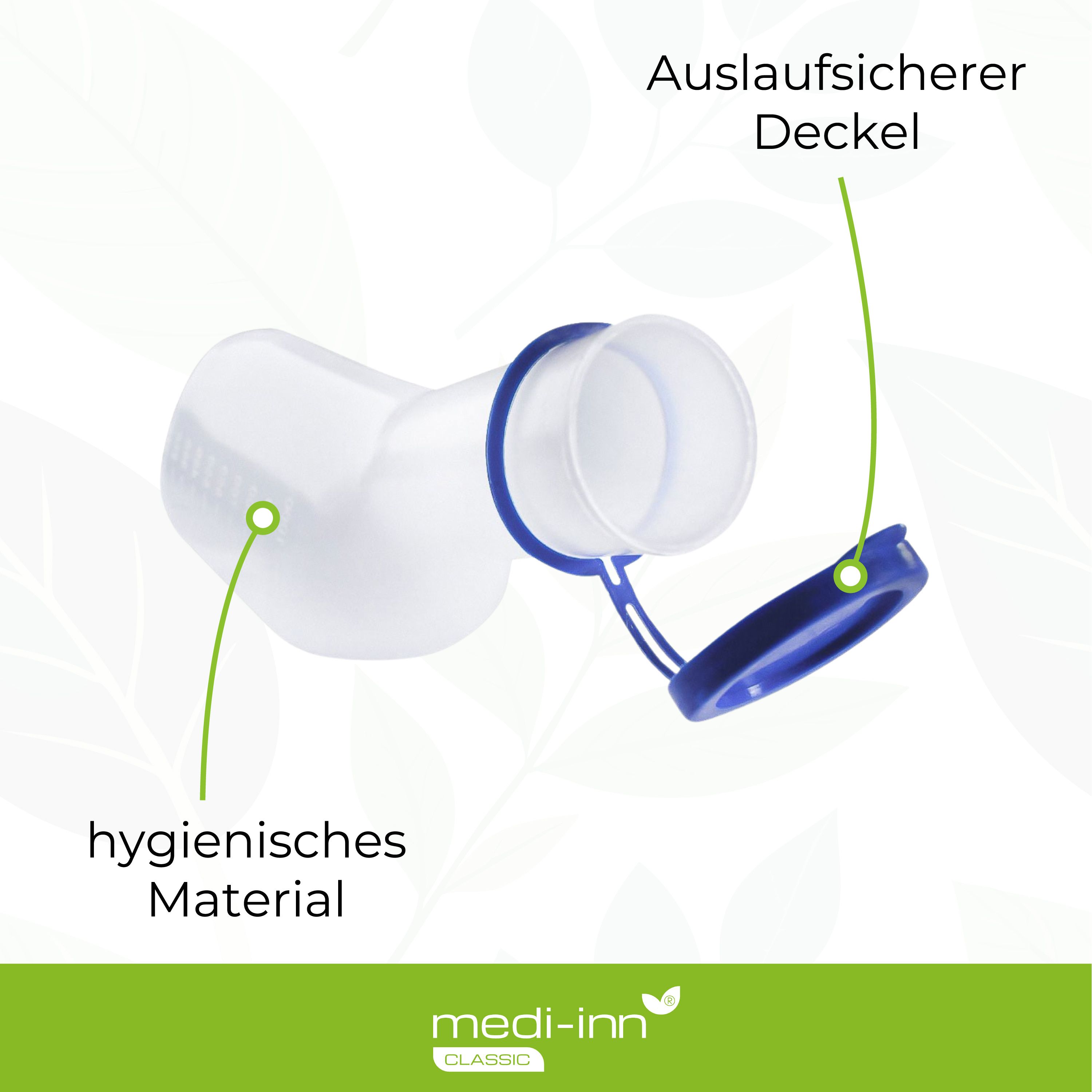 Medi-Inn Urinflasche PP 1000 ml, für Männer, milchig mit Betthalter und Reinigungsbürste