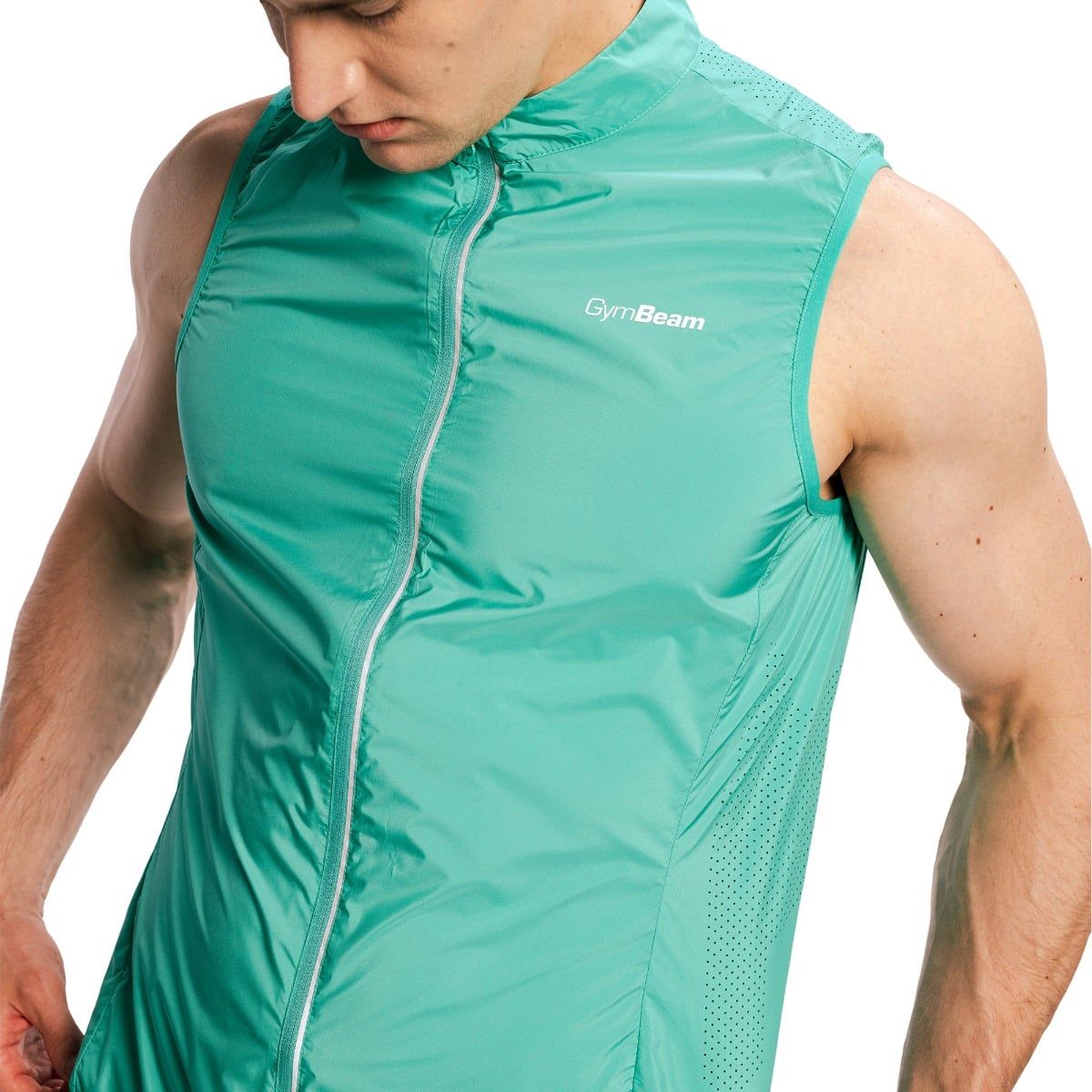 GymBeam Weste Herren slim mit Reißverschluss, Stehkragen, Pulse X Grün