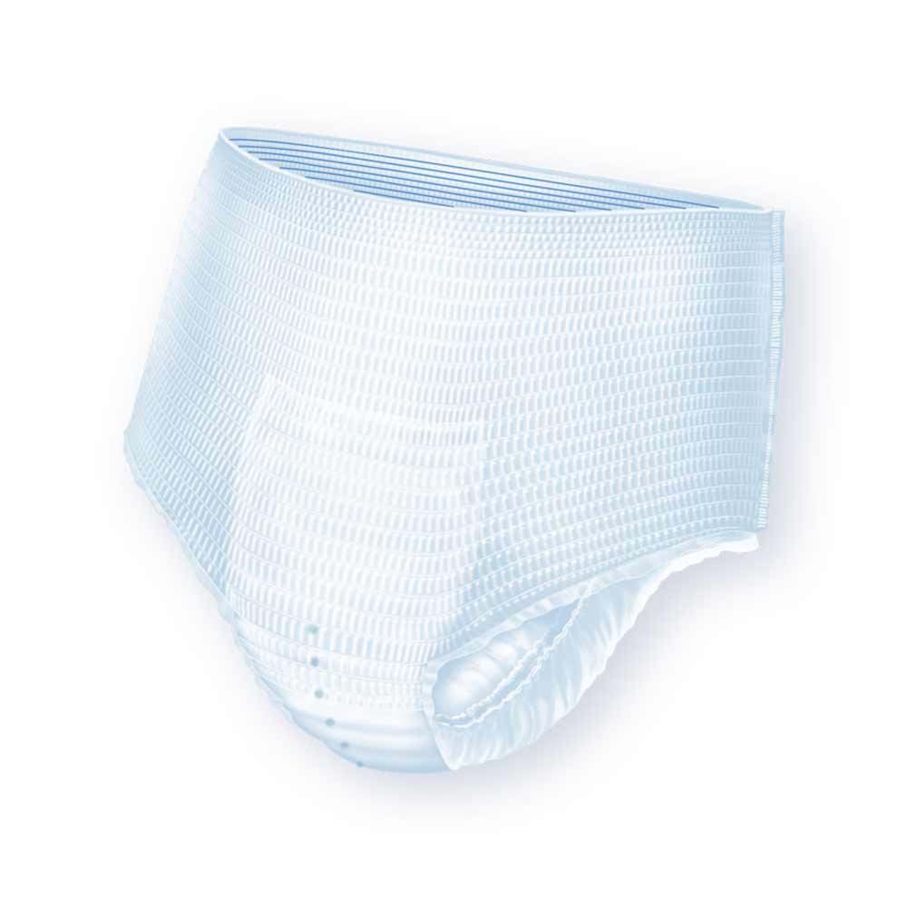 Weiße Inkontinenzhose. Seitliche Ansicht, zeigt die Form und das Material. Ohne Verpackung oder weitere Details.