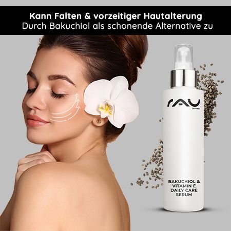 RAU Cosmetics Bakuchiol & Vitamin E Daily Care Serum - Anti-Age Tagespflege Konzentrat mit UV-Schutz