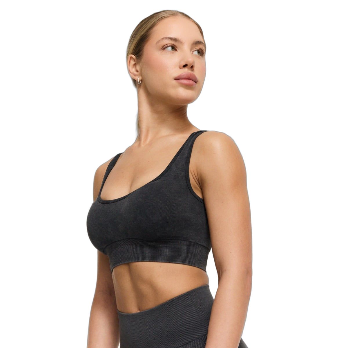GymBeam Sport-BH Damen nahtlos mit breiten Trägern und Modell Coal