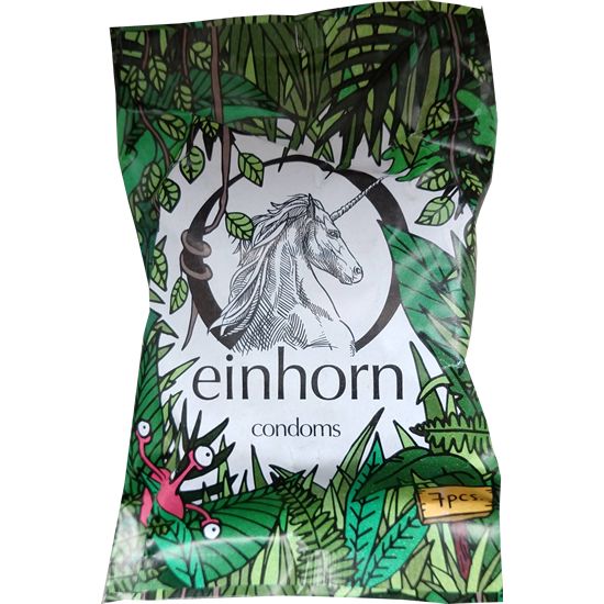Einhorn Condoms: vegane Kondome in der Chipstüte, Motiv *Fummel-Dschungel*