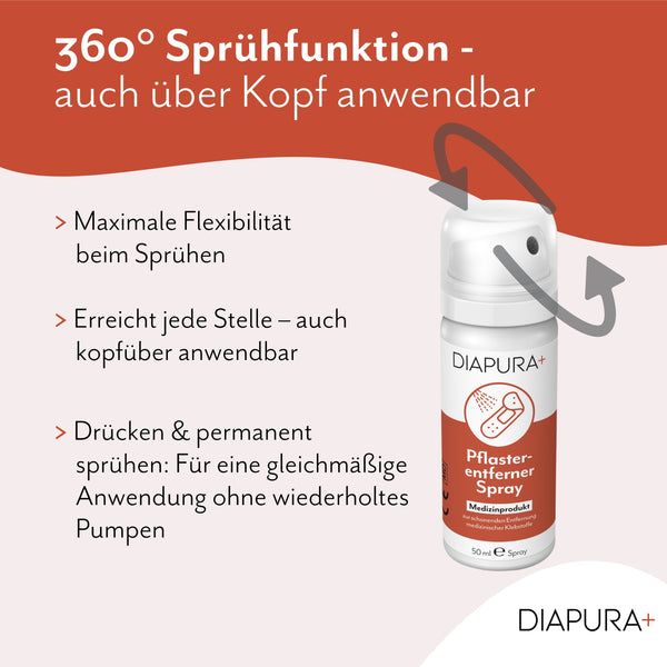 DIAPURA Pflasterentferner Spray, alkoholfrei, für Pflaster, Tapes, Stoma, Sensoren & Katheter