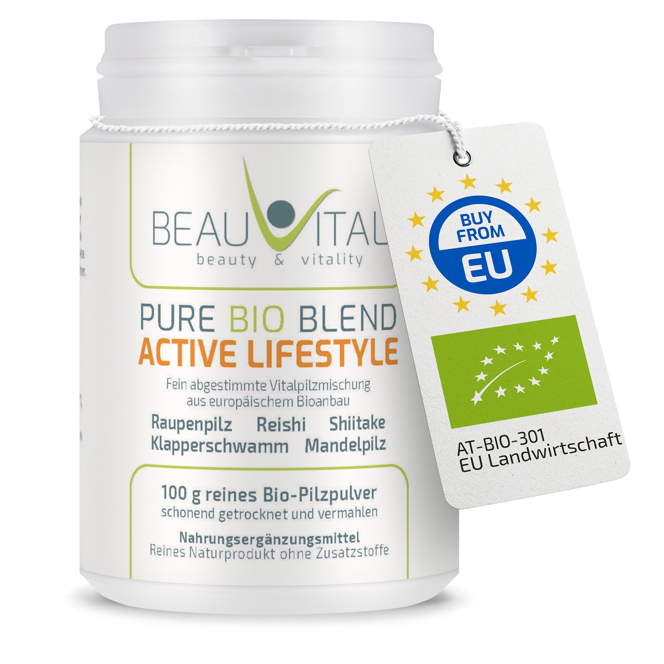 BEAUVITAL® Pure Bio Blend Active Lifestyle Vitalpilze Cordyceps Reishi Shiitake Agaricus Maitake