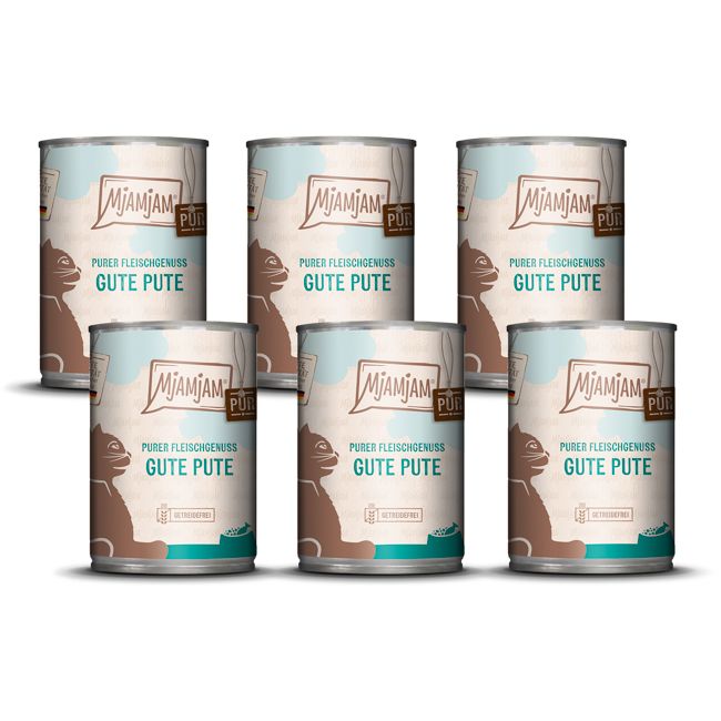 MjAMjAM - Purer Fleischgenuss gute Pute pur 6x400 g Futter