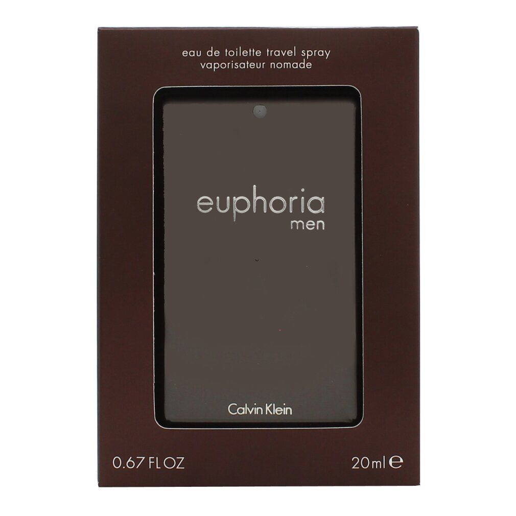 Braune Verpackung. Aufschrift: euphoria men, Calvin Klein. 20ml.