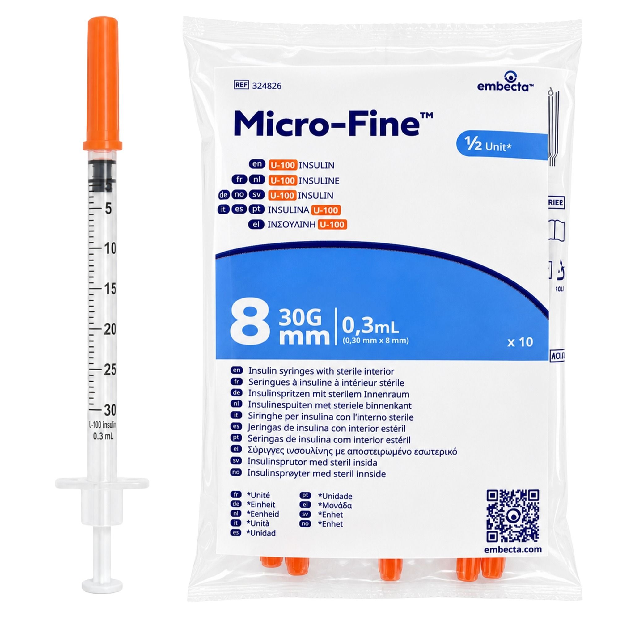 BD Microfine+ Insuline Spuit Demi 0.3ml 30g 8mm 10 St Spritzen