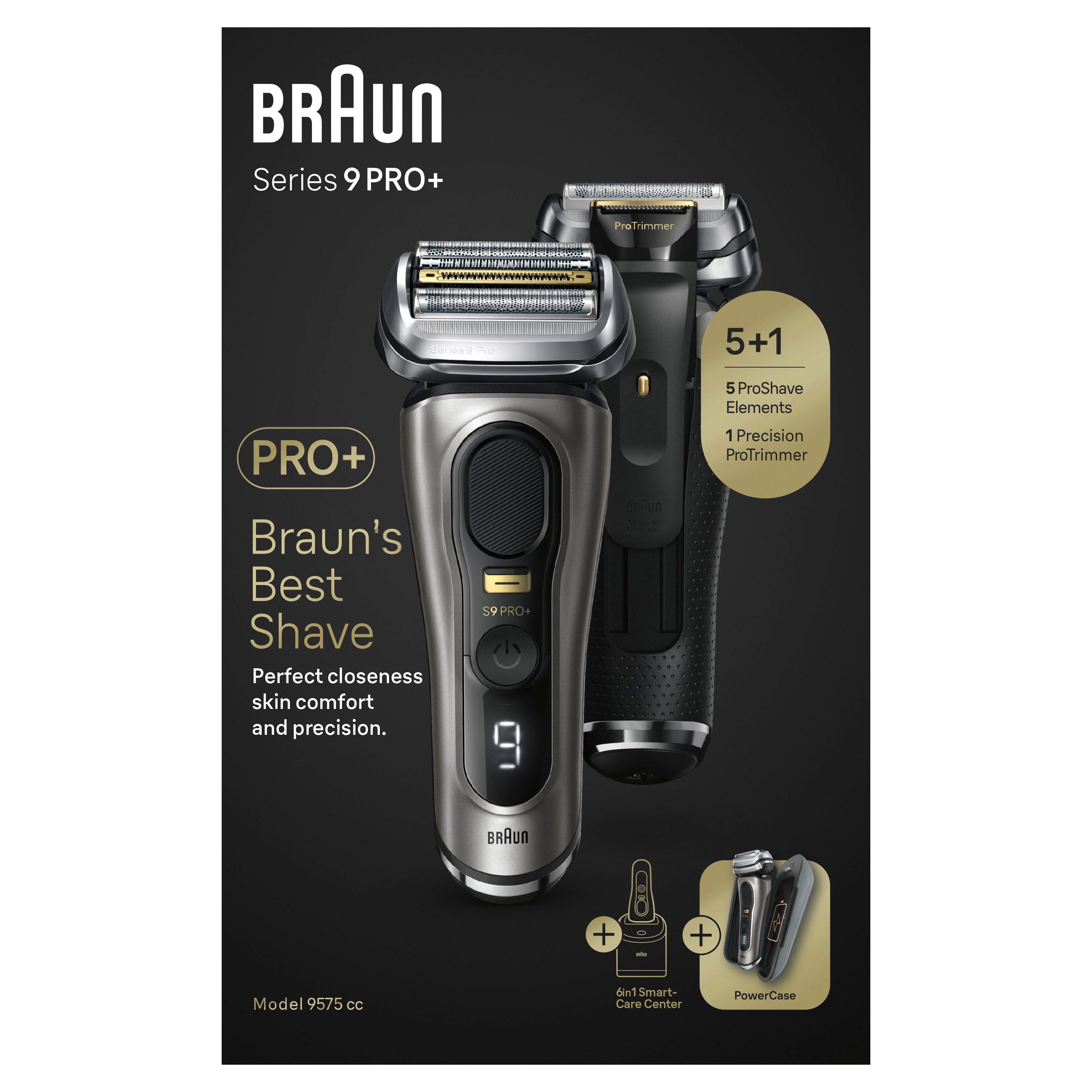 Braun Series 9 Pro+ Reinigungs-System wet&dry Noble Metal Herrenrasierer Elektrorasierer