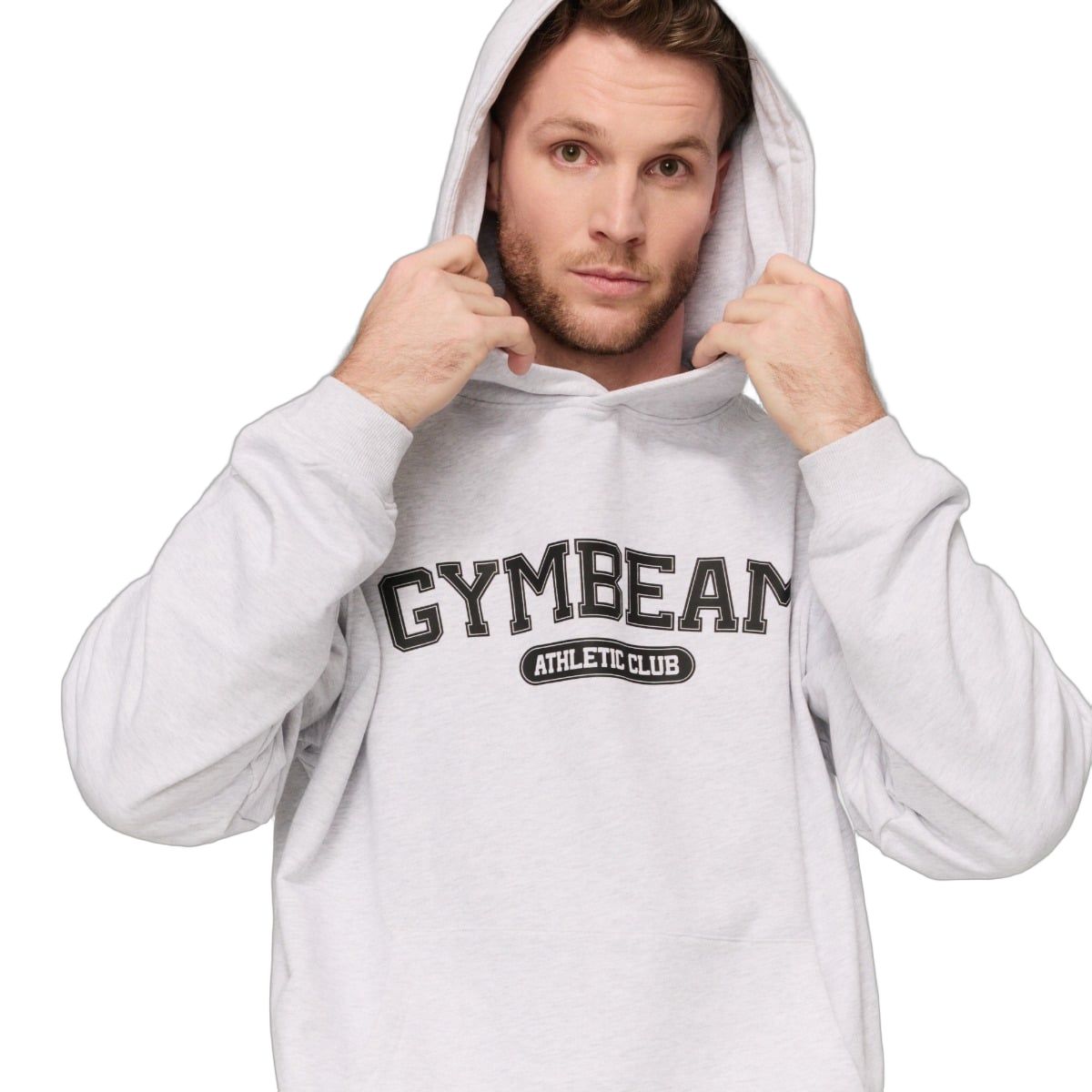 GymBeam Hoodie Herren Oversized mit Kängurutasche Varsity Grau