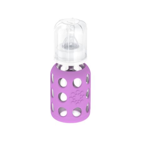 Baby Glas-Trinkflasche 120ml, inkl. Silikonsauger Gr. 1 (0-3 Monate), lavender