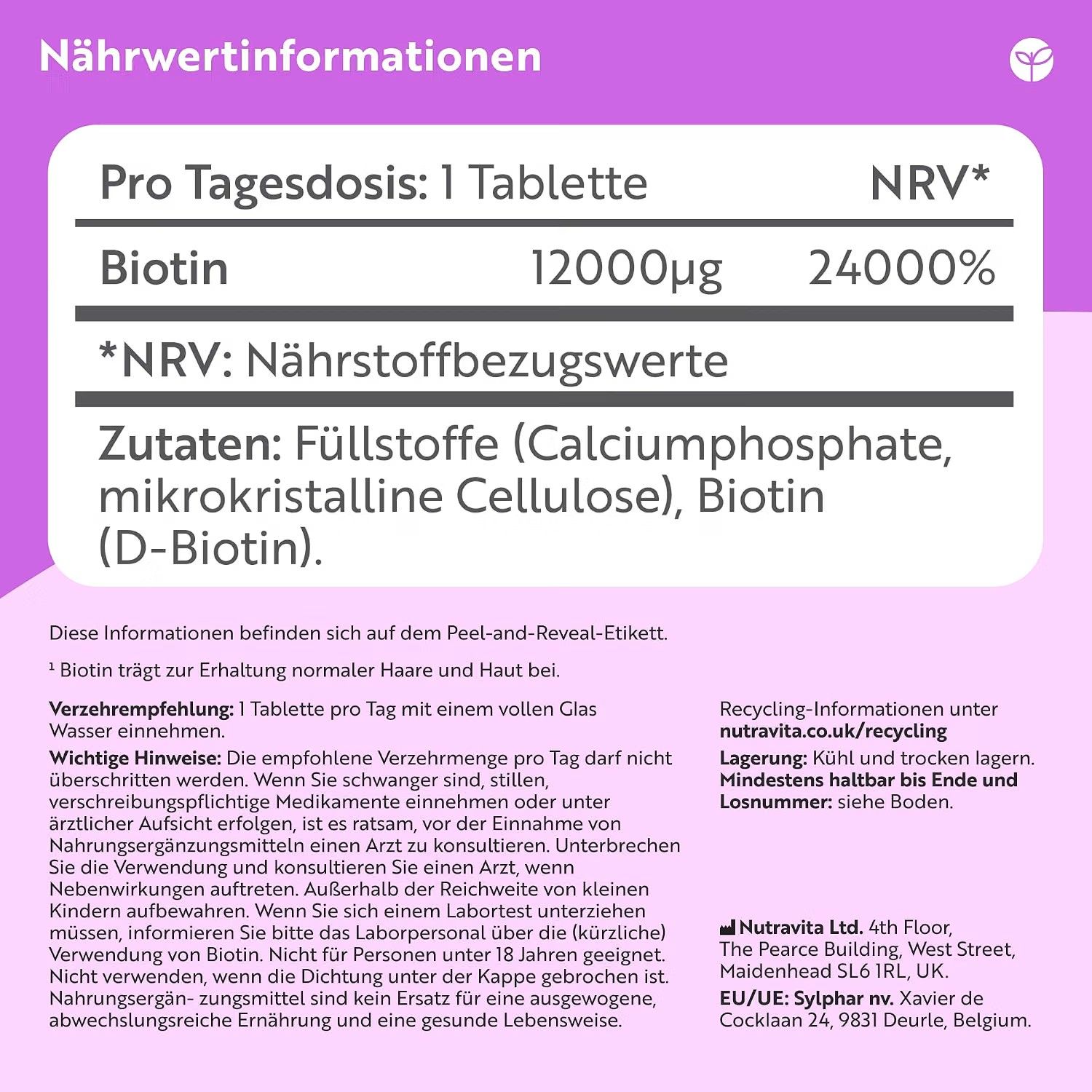 Nutravita Biotin 12.000 µg