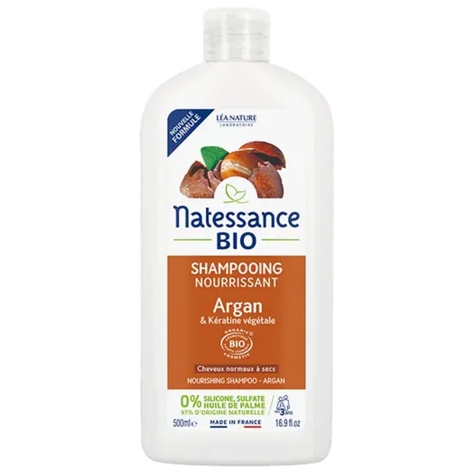 Natessance Pflegeshampoo Bio Argan und Pflanzliches Keratin 9x4x21,5 cm
