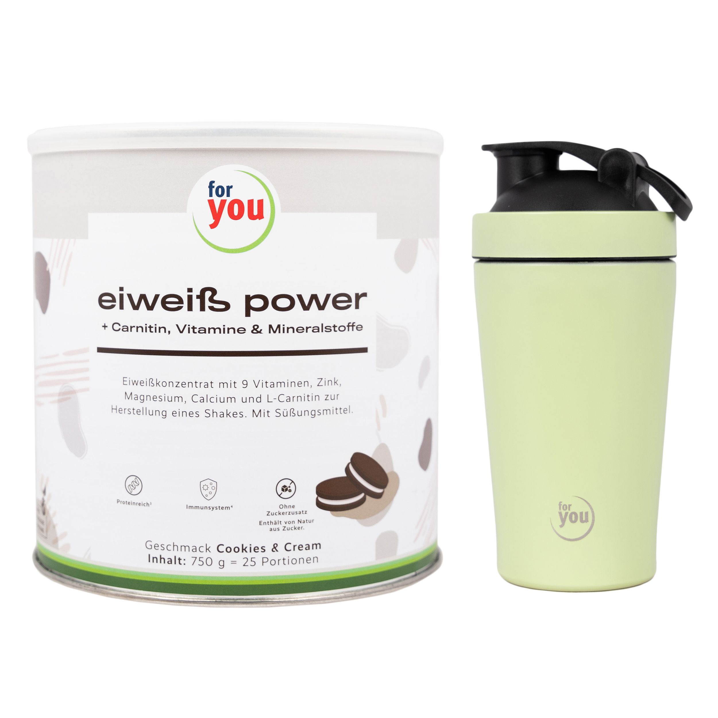 for you Power Eiweiß mit Gratis Shaker 750 g Pulver