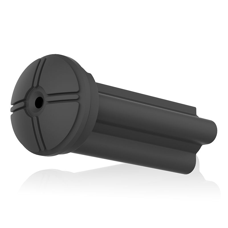Titan Anal Sleeve, Ansicht von oben, mit gerillter Oberfläche und rundem Abschluss.