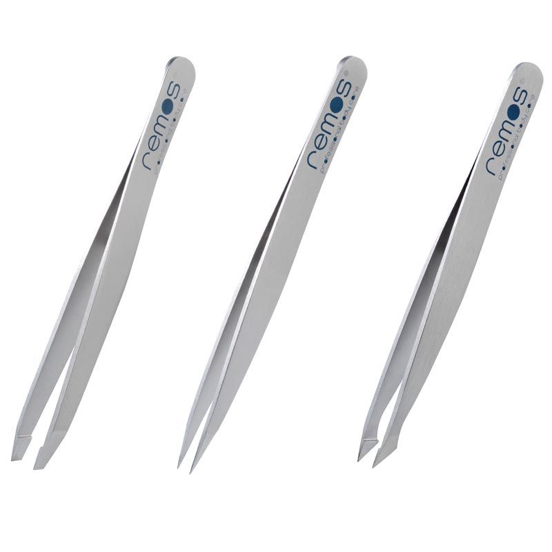 REMOS Pinzetten Set Edelstahl, 3-teilig, satin