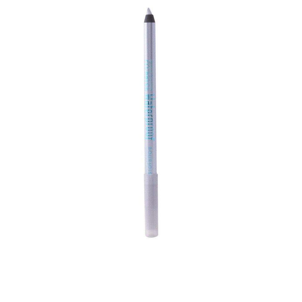 Silberfarbener Augenstift mit Kappe. Aufschrift: Waterproof, Bourjois. Spitze grau.
