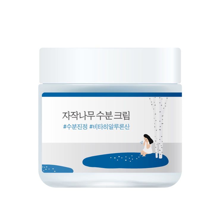 Ein weißer Tiegel mit koreanischem Text. Abbildung einer Frau in einem Bad. Koreanischer Text auf dem Etikett.