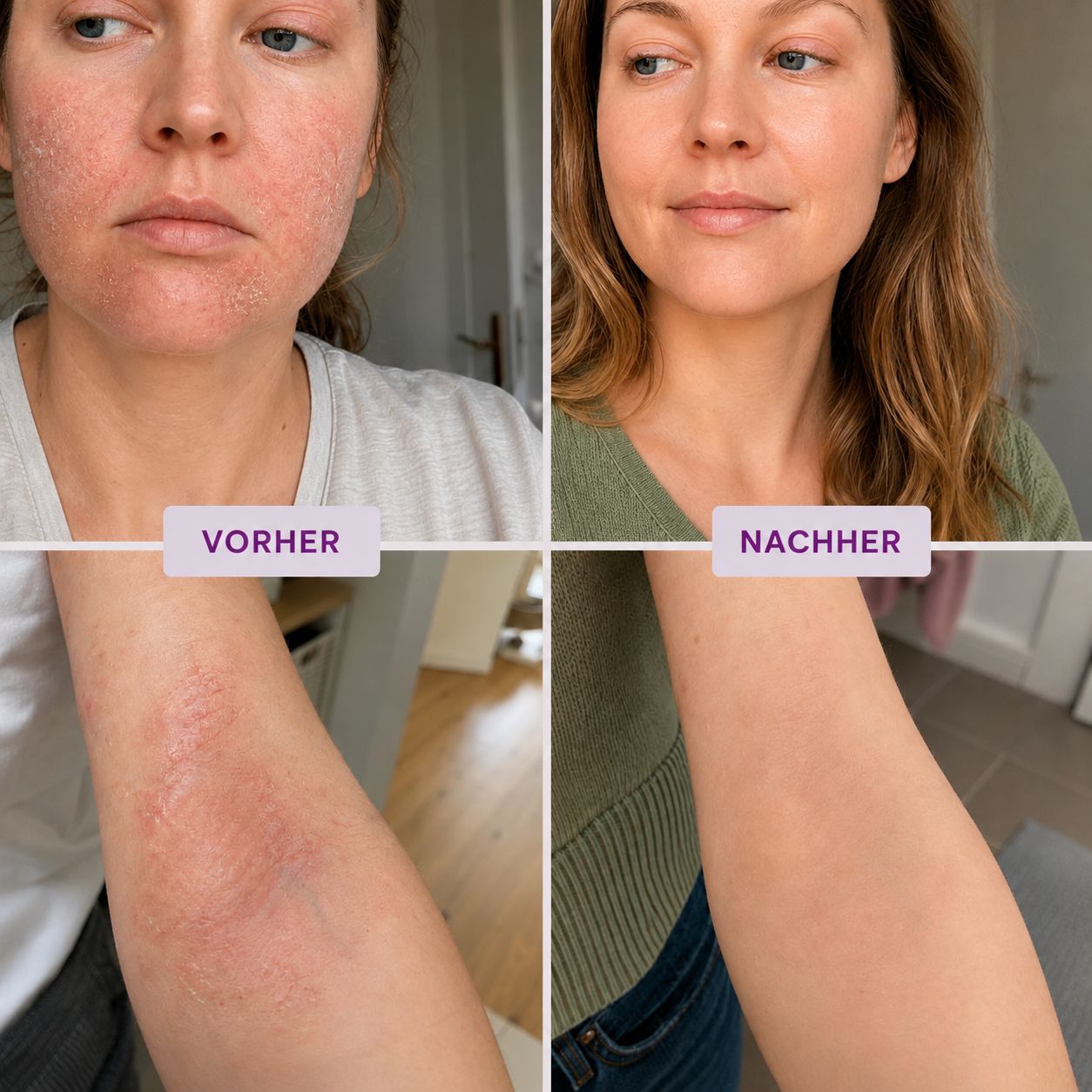 Vorher-Nachher-Vergleich von Neurodermitis-Behandlung mit Clese P3.