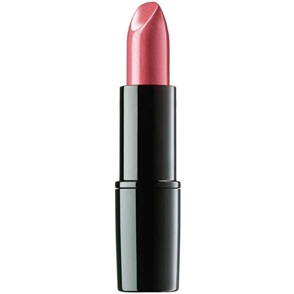Schwarzer Lippenstift-Hülle mit rosafarbenem Lippenstift. Der Lippenstift ist glänzend.