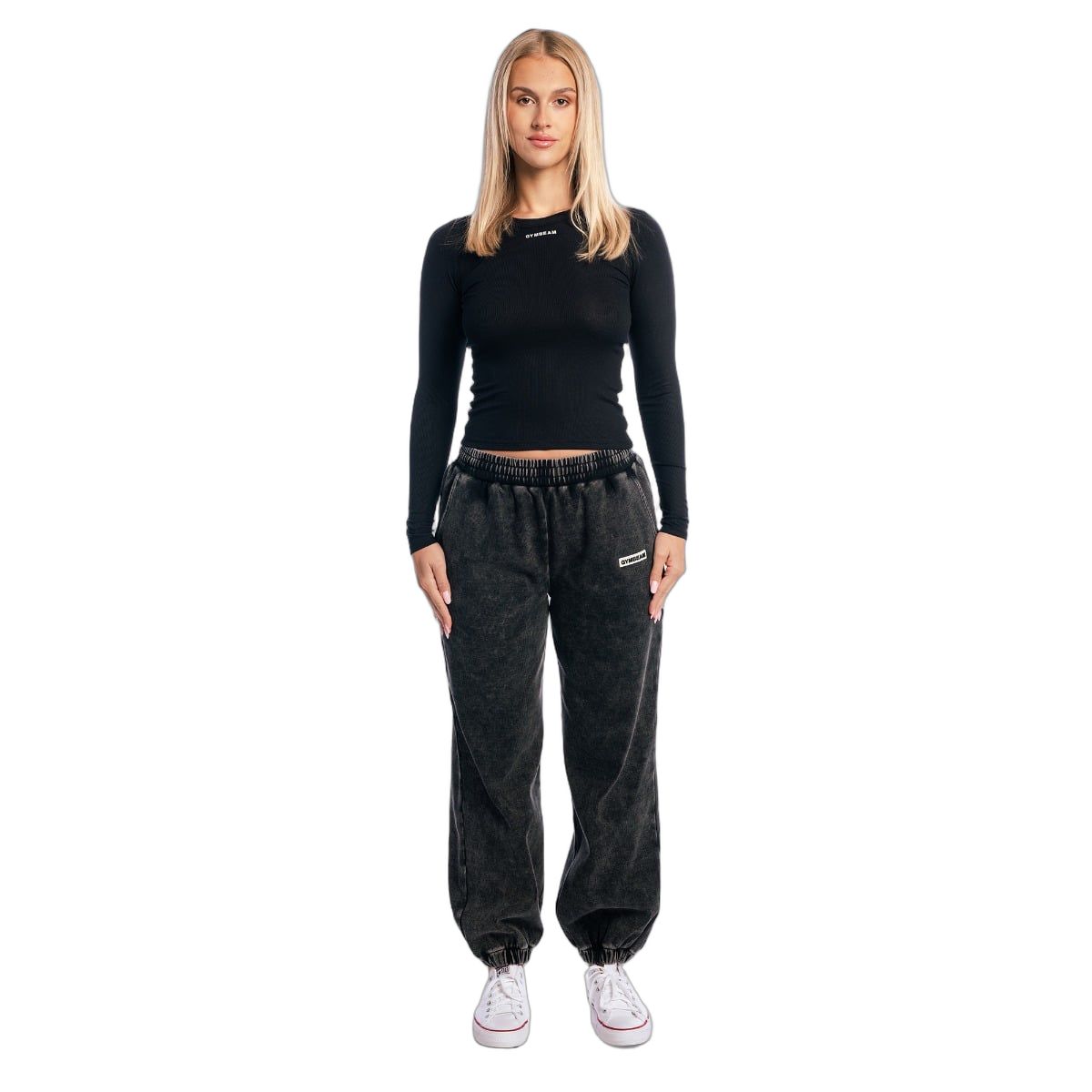 GymBeam Langarmshirt Damen slim mit rundem Ausschnitt Black