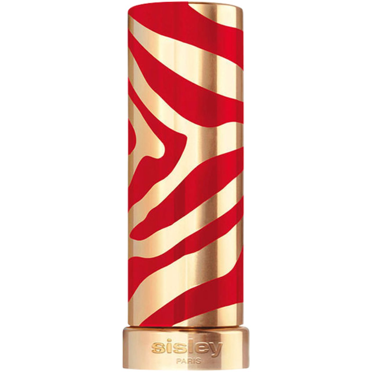Goldfarbener Lippenstifthalter mit roten Streifen. Aufschrift: Sisley Paris.