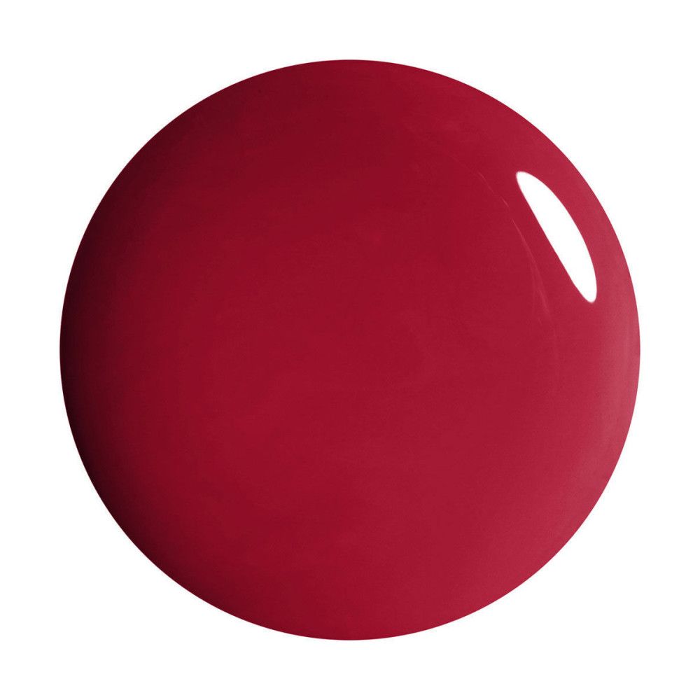 Runder, roter Nagellack-Fleck. Glänzende Oberfläche. Farbton: Rot.