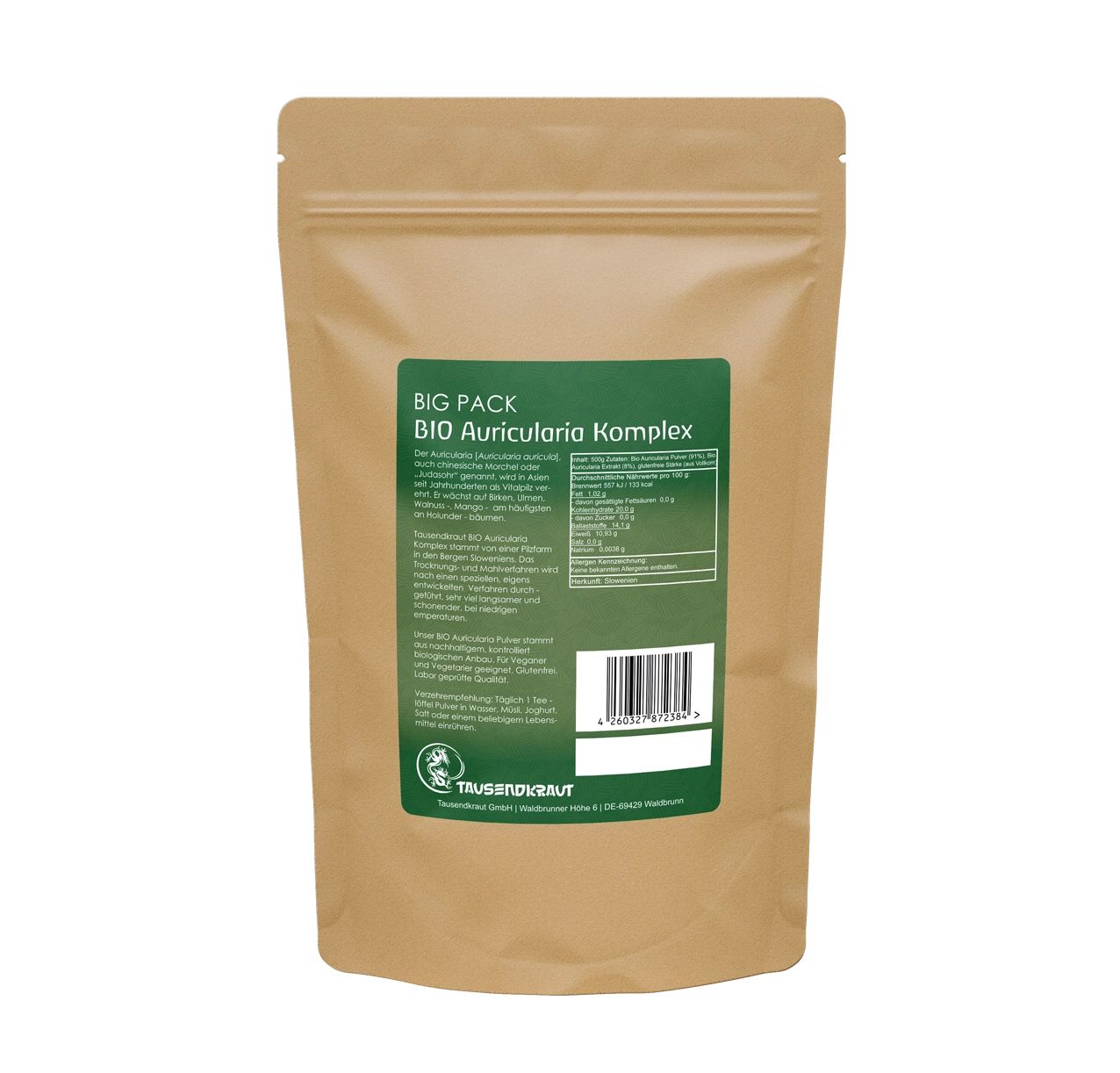 Tausendkraut Auricularia Vitalpilz Pulver BIO (Judasohr)