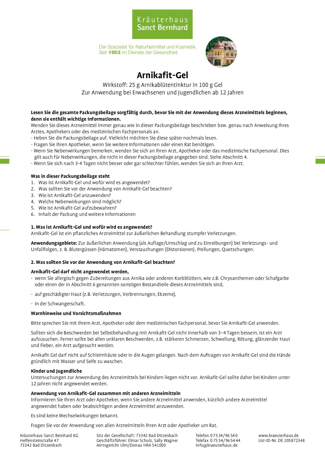 Sanct Bernhard Arnikafit-Gel