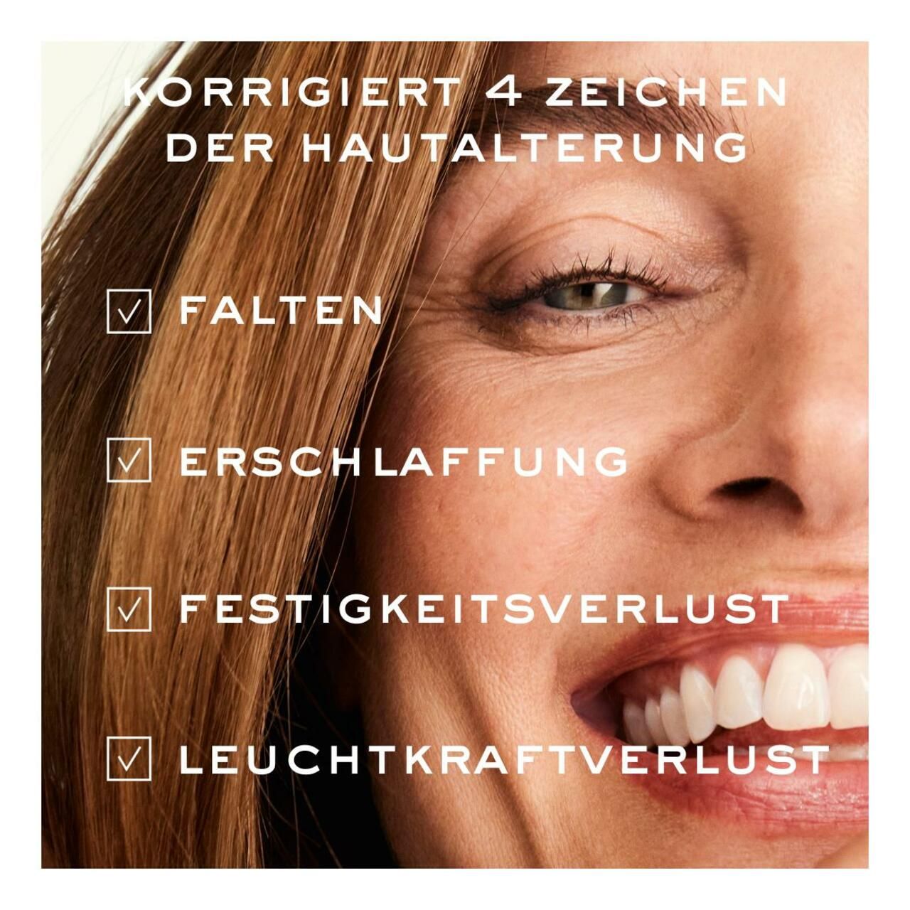 Text: Die Haut ist restrukturiert, regeneriert, revitalisiert.