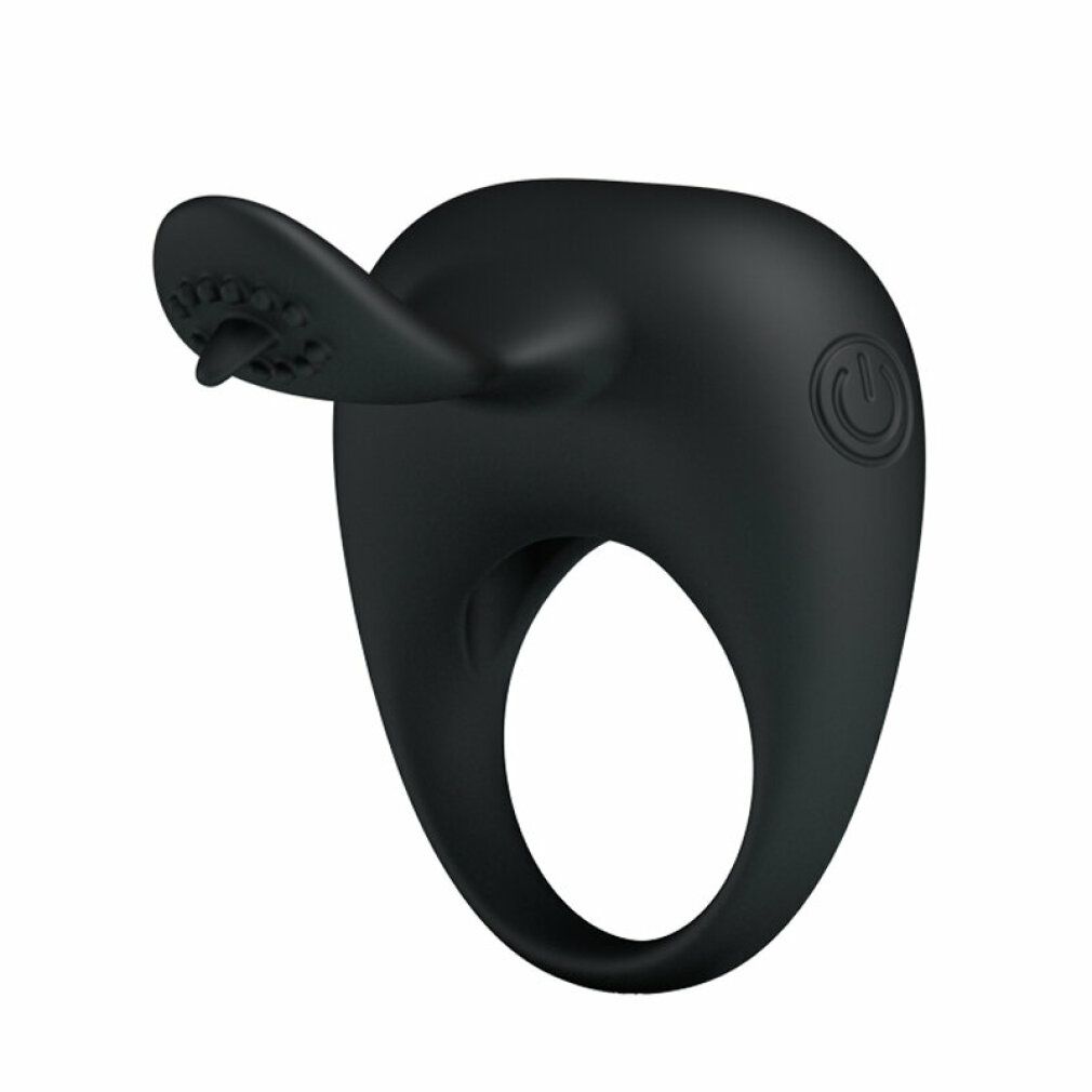 Schwarzer Silikonring mit einem Power-Symbol und einem kleinen, flexiblen Aufsatz.