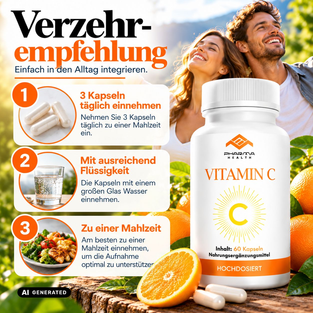 Pharma Health Vitamin C Kapseln, 60 Stück.