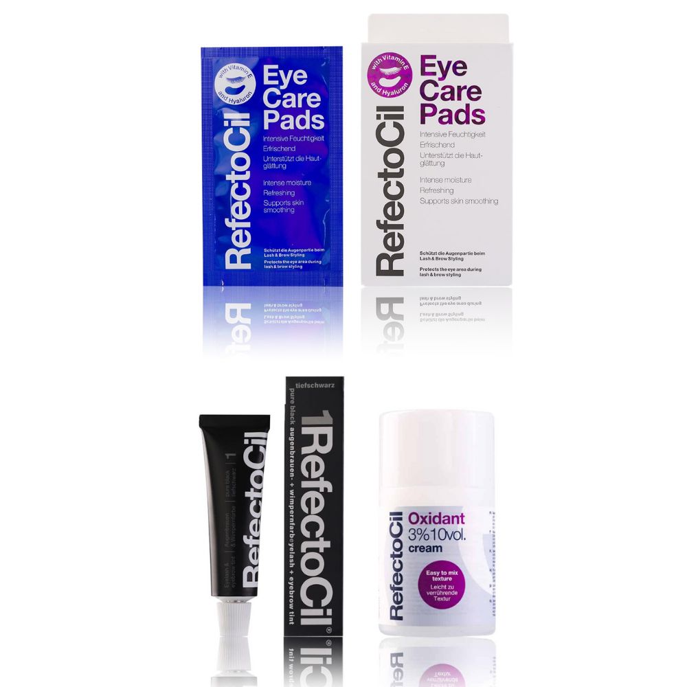 Refectocil Wimpernfarbe tiefschwarz 1 & Oxidant Creme 3% Eye Care Pads Set 15 ml