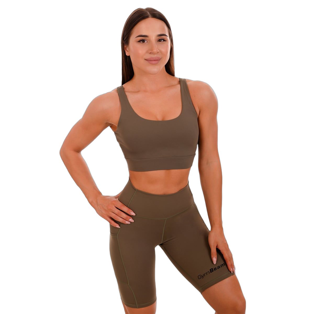 GymBeam Sport-BH Damen Cut-Out mit verstellbaren Trägern in Oliv