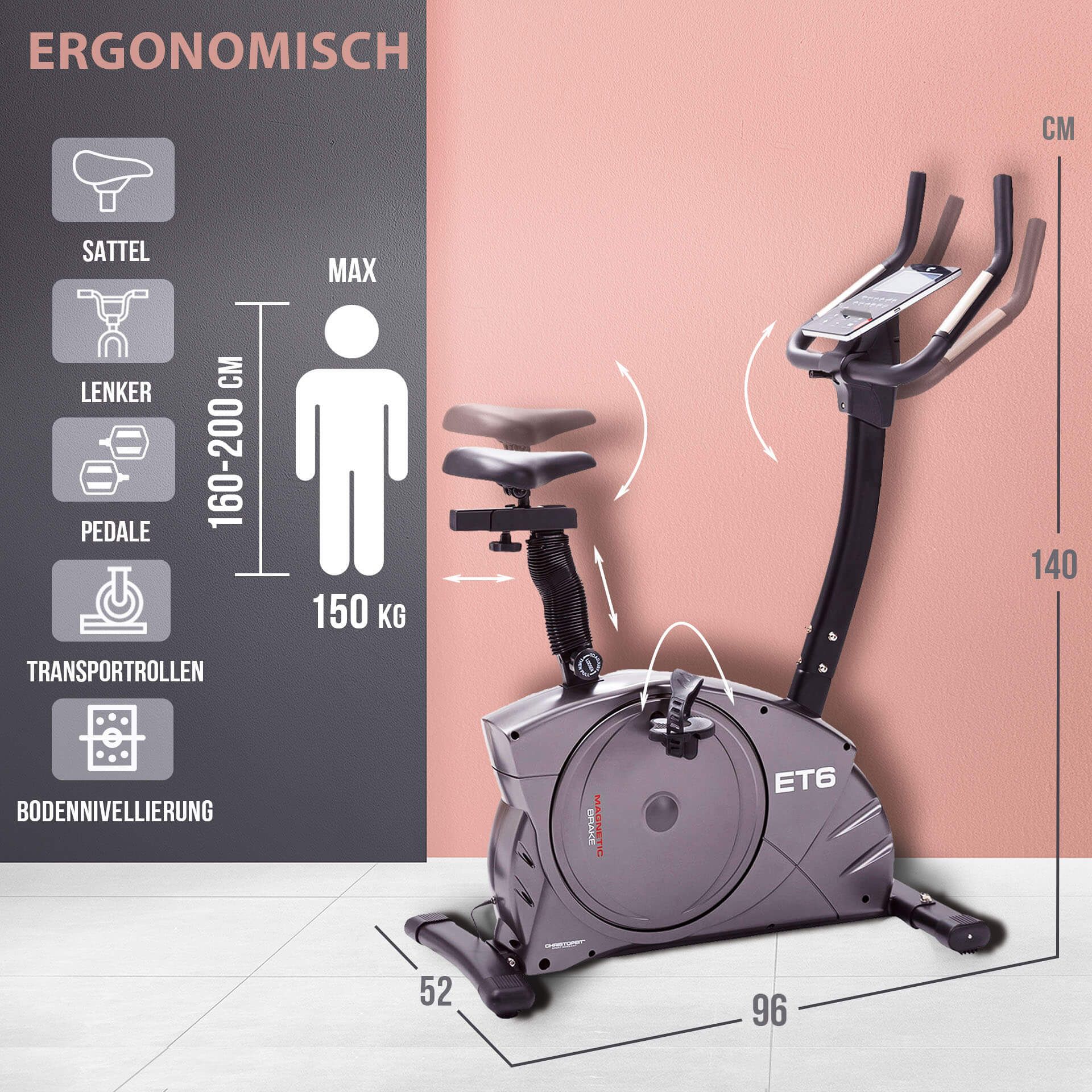 CHRISTOPEIT SPORT Ergometer ET 6 new inkl. Pulsmessgurt