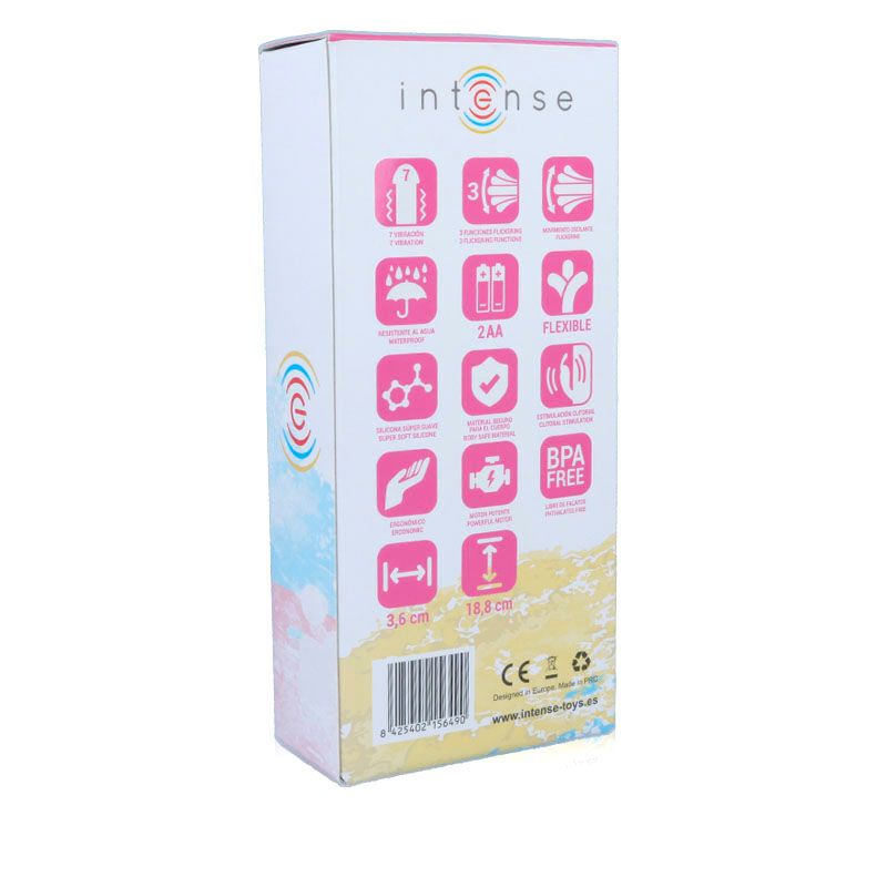 Rückseite der Verpackung. Icons zeigen Funktionen und Eigenschaften. Text mit Informationen zum Produkt.