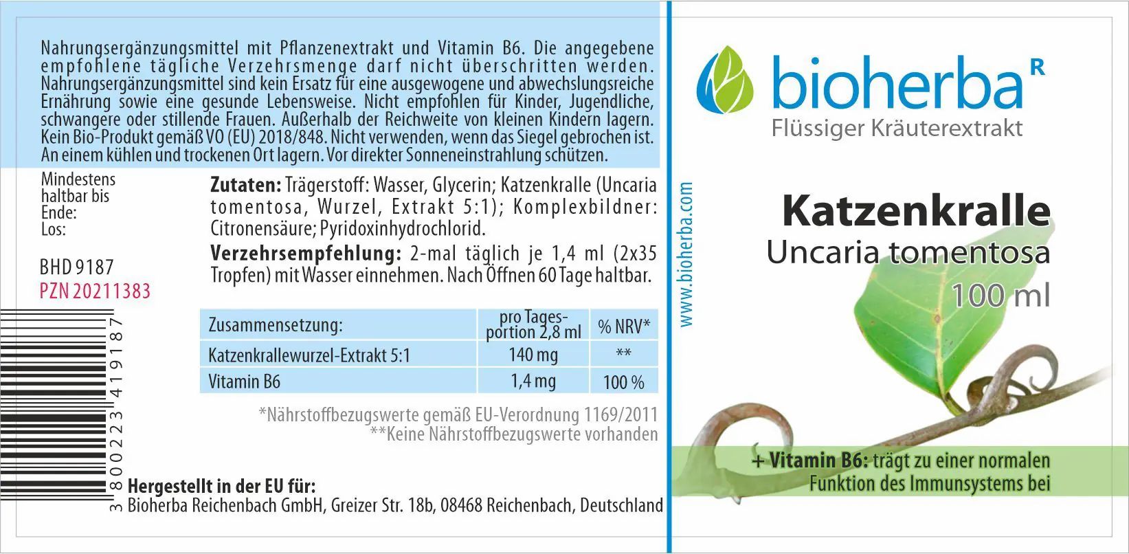Katzenkralle Uncaria tomentosa Tropfen Tinktur