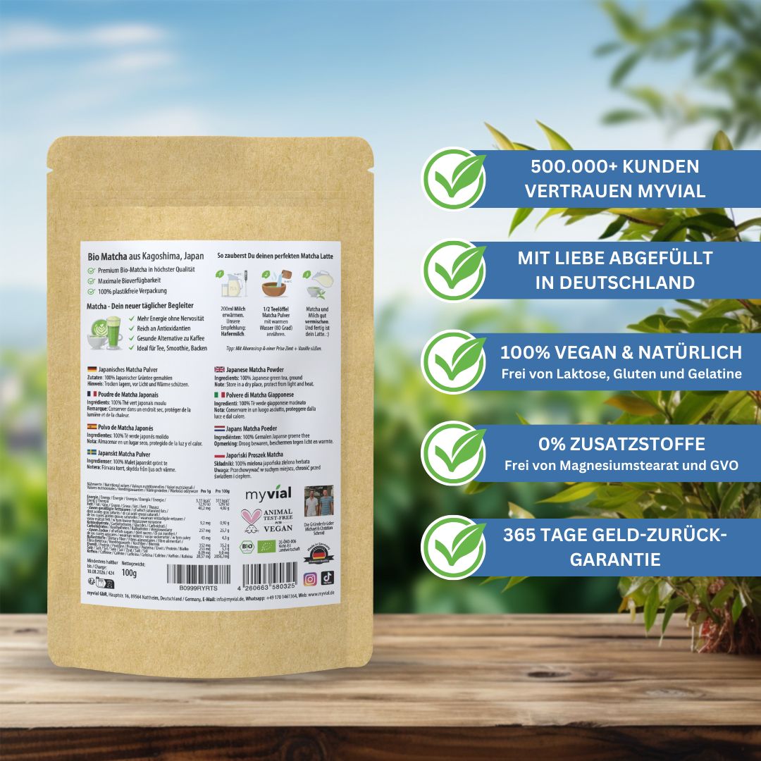 myvial® Premium Bio Matcha Tee - aus Japan Kagoshima - erlesen & steinvermahlen