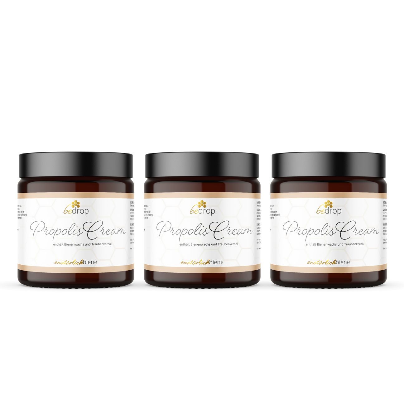 bedrop Vorteilsset: Hochdosierte Propolis Creme Salbe mit Bienenwachs & Traubenkernöl im 3er Set