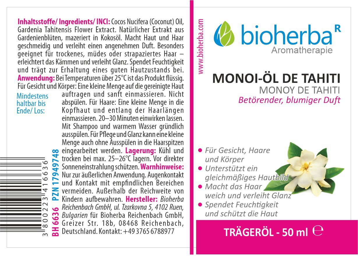 Monoi-Öl Reines Monoi-Trägeröl 50 ml PZN 17949748