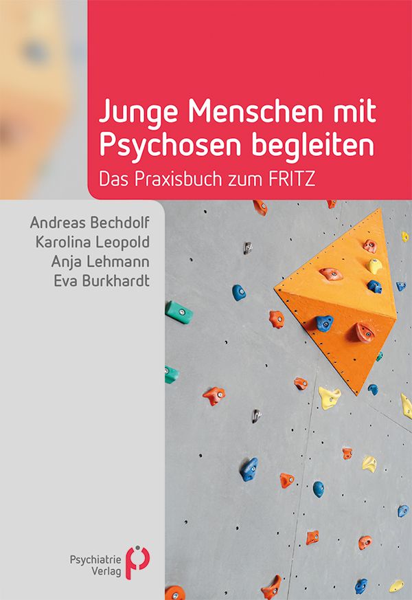 Buchcover: Junge Menschen mit Psychosen begleiten. Autoren: Bechdolf, Leopold, Lehmann, Burkhardt. Verlag Logo.