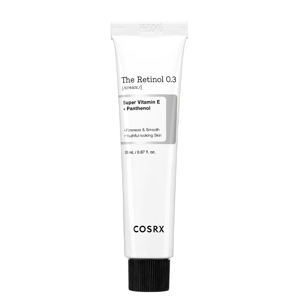 COSRX Retinol Cream 0.3 Tube mit schwarzem Deckel und Beschriftung.