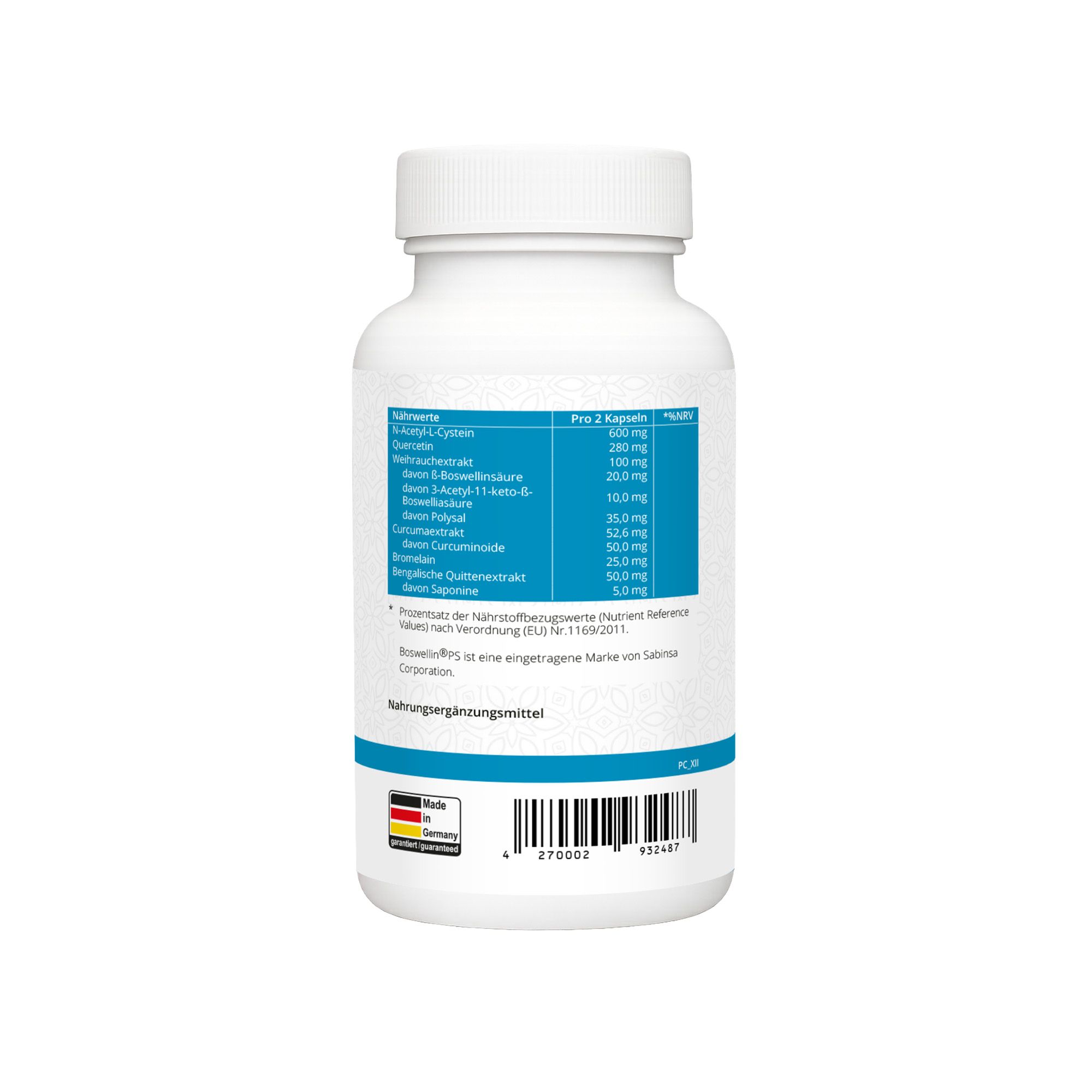 PURMEO AtemVital  - mit 20 mg Boswellin®PS Boswellinsäure, NAC, Quercetin & Bromelain