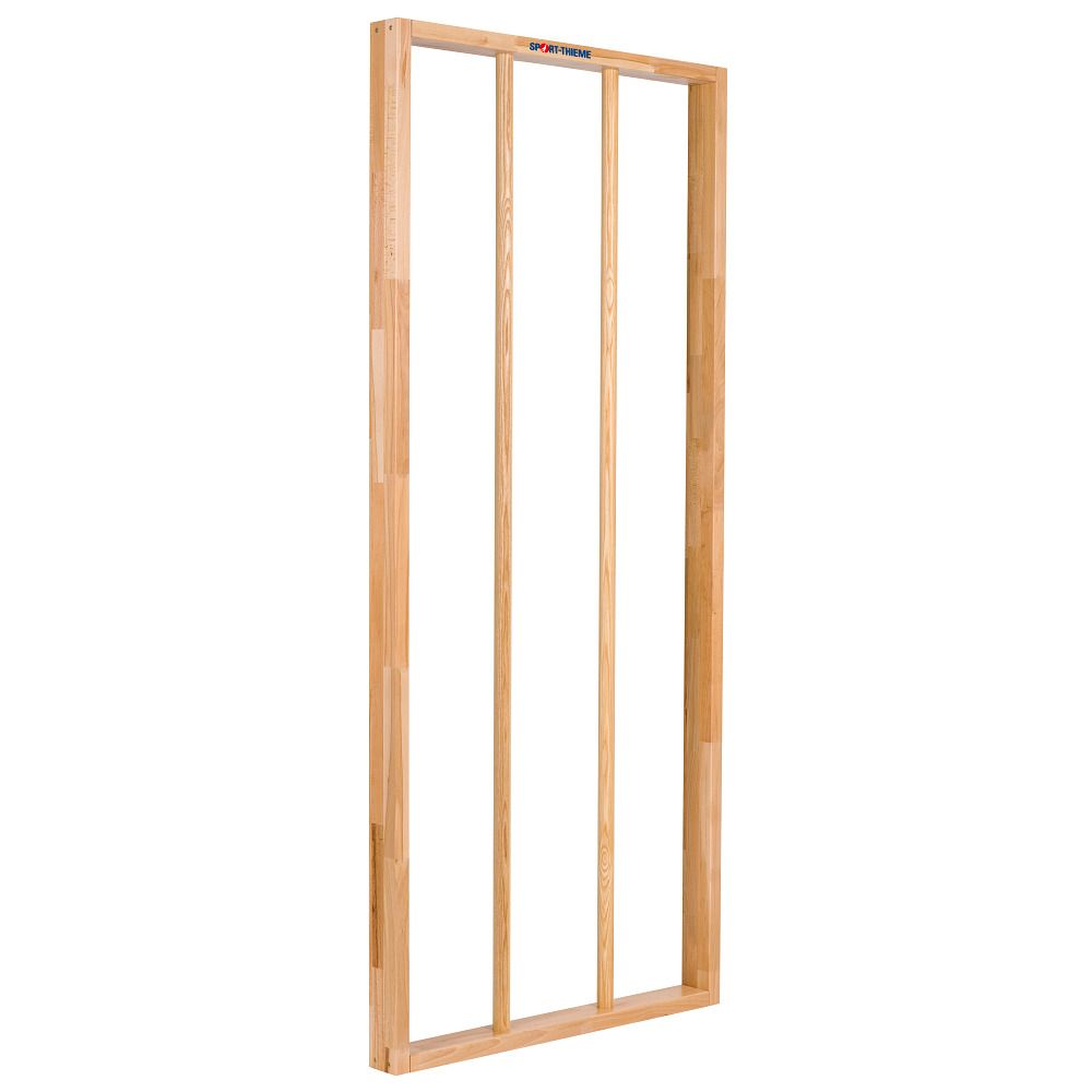 Turnwand-Einzelelement aus Holz. Rahmen mit Sprossen. Hellbraune Farbe. Holzmaserung sichtbar.