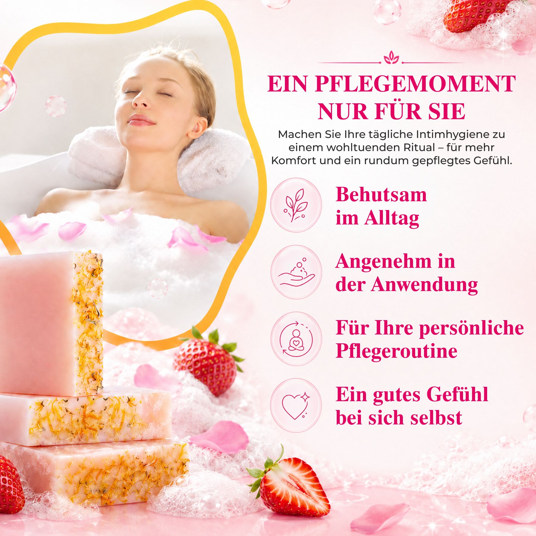 P-beauty  Intimseife Yoni Bar Frauen Intimpflege pH-Balance Erdbeer Aroma