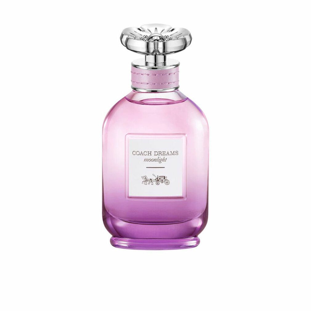 Coach Dreams Moonlight Eau De Parfum Spray. Flakon mit rosa-lila Farbverlauf. Silberner Sprühkopf. Aufschrift: COACH DREAMS moonlight.