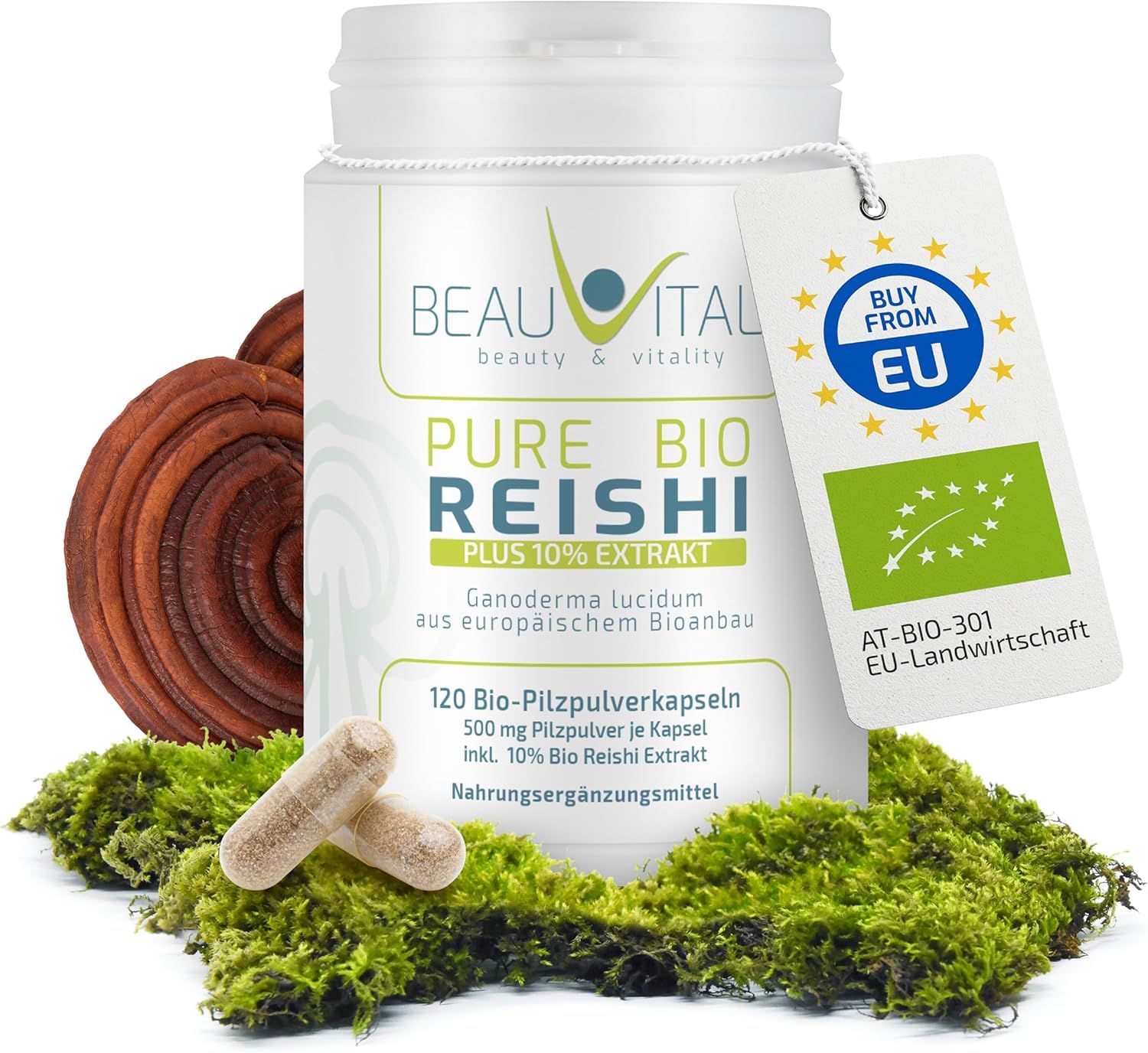 BEAUVITAL® Pure Bio Reishi Kapseln mit 10% Ganoderma lucidum Extrakt