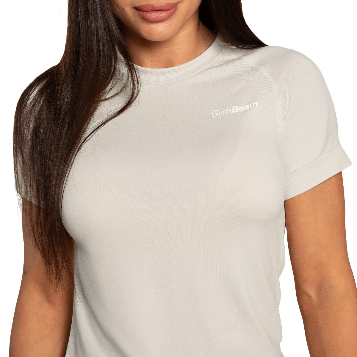 GymBeam T-Shirt Damen Pulse X Running Regular Kurzarm mit Rundhalsausschnitt Grau