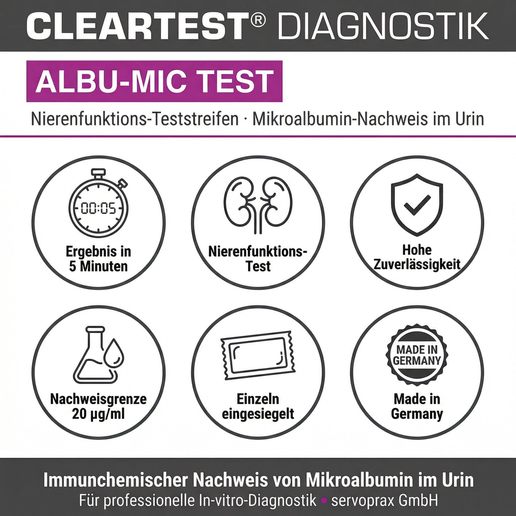 CLEARTEST Albu-Mic, Nierenfunktions-Teststreifen